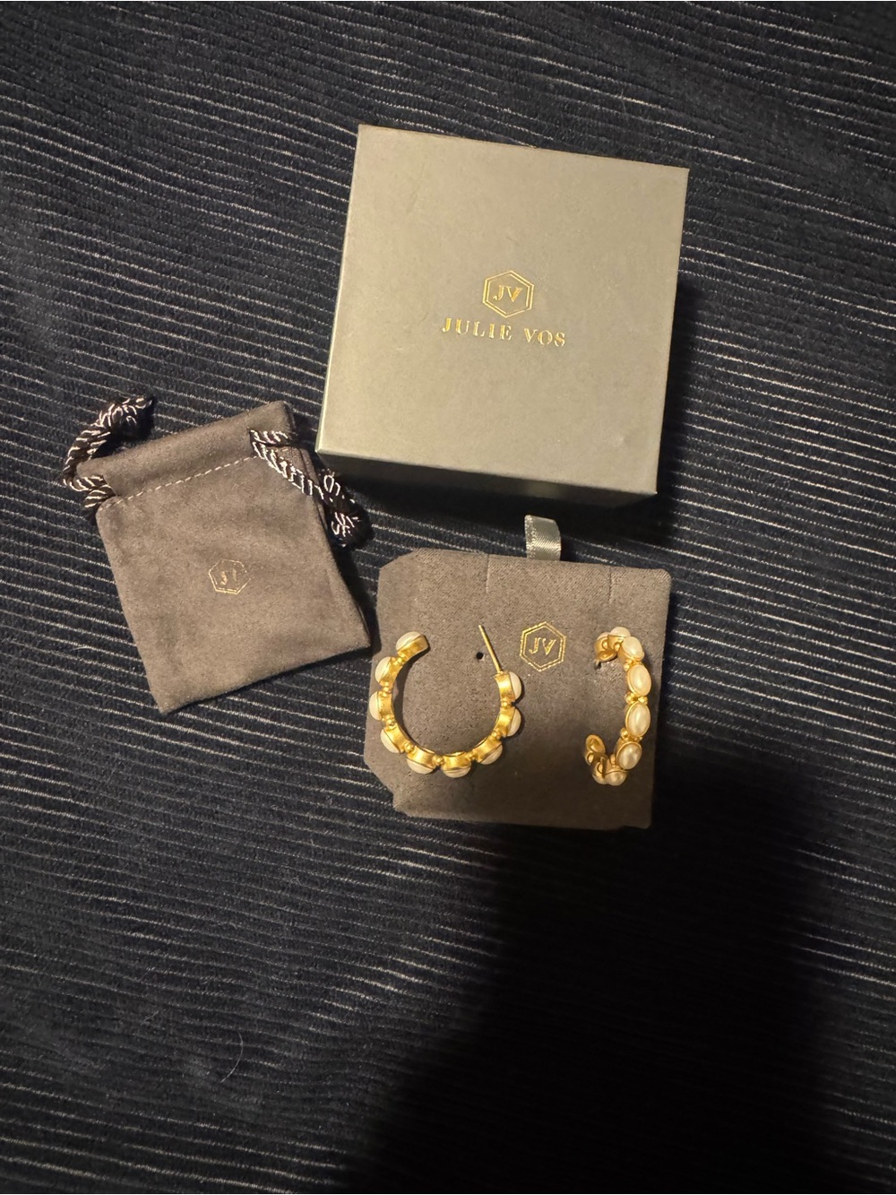 Julie Vos Gold Sculpted Bead Hoop Earrings